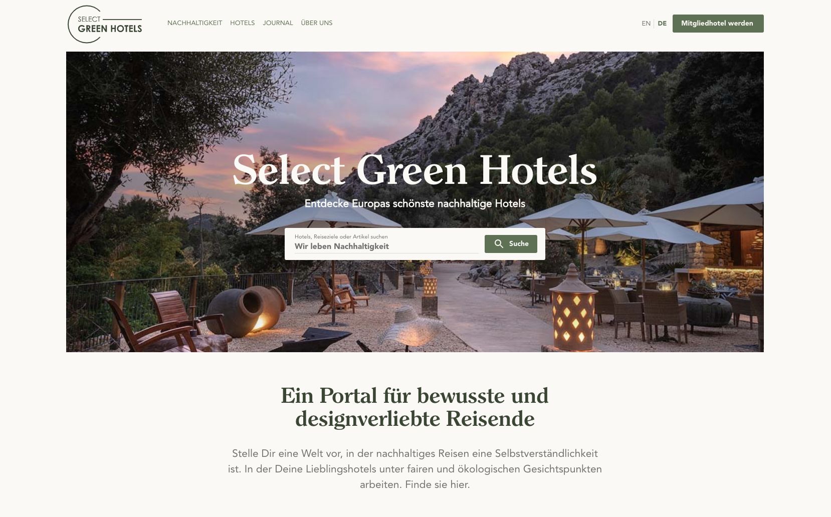 Neues Buchungsportal: Select Green Hotels