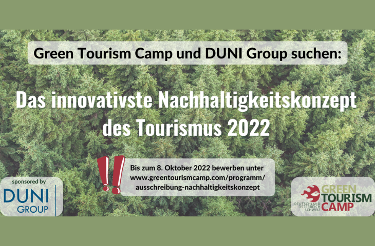 Green Tourism Camp Ausschreibung:  Wir suchen ein innovatives Nachhaltigkeitskonzept im Tourismus 2022