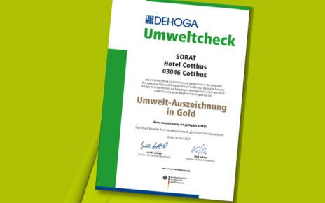 Dehoga Umweltcheck Level Gold für das Sorat Hotel Cottbus